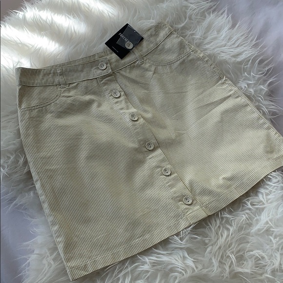 Button up white and yellow strip skirt - Picture 1 of 2